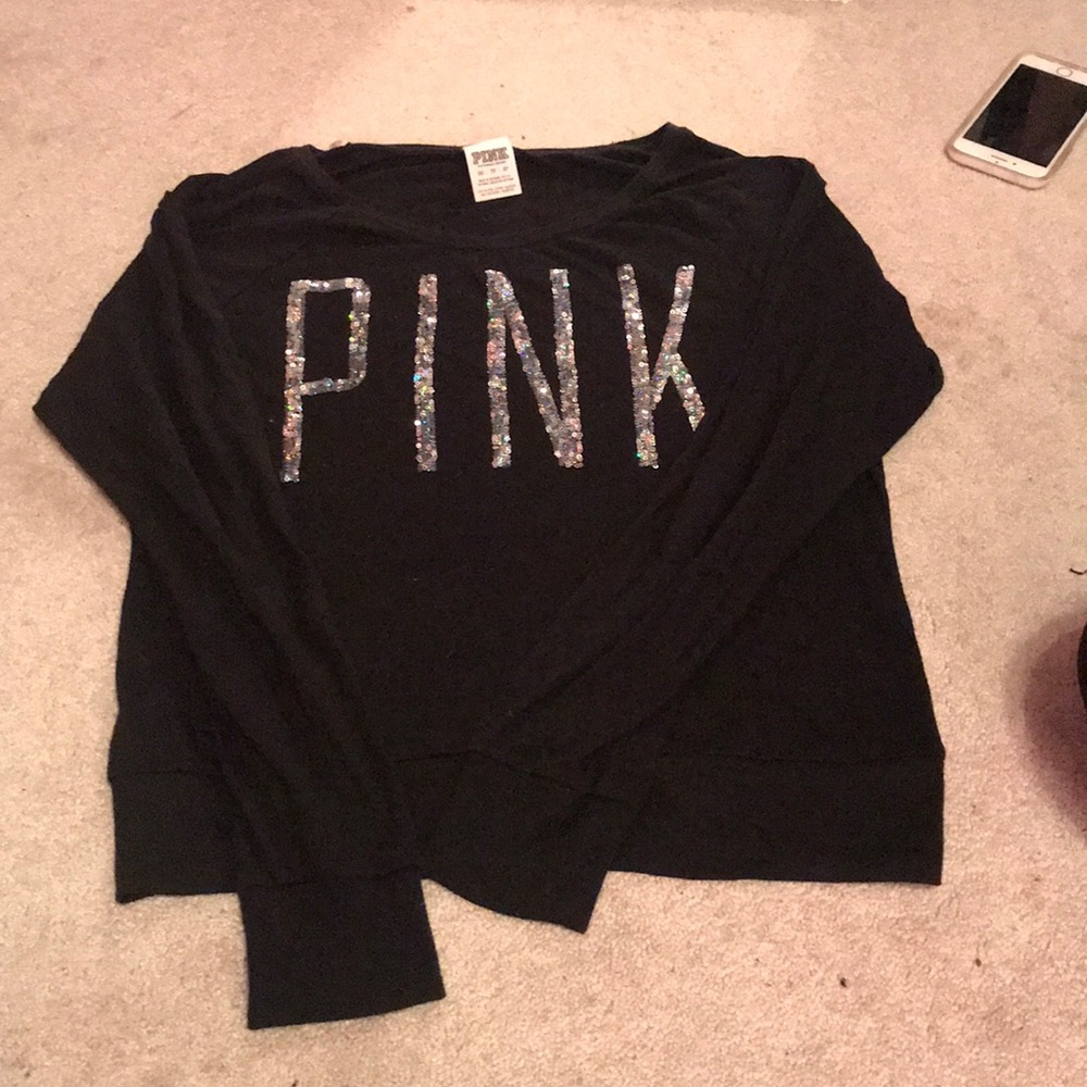 Pink Victoria’s Secret black shirt